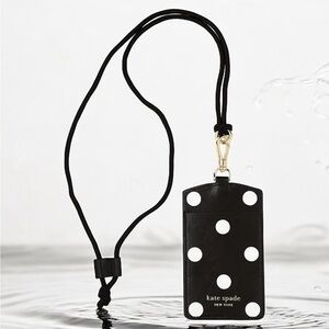Kate Spade New York ID Badge Holder with Lanyard, Vegan Leather Slim Card Wallet